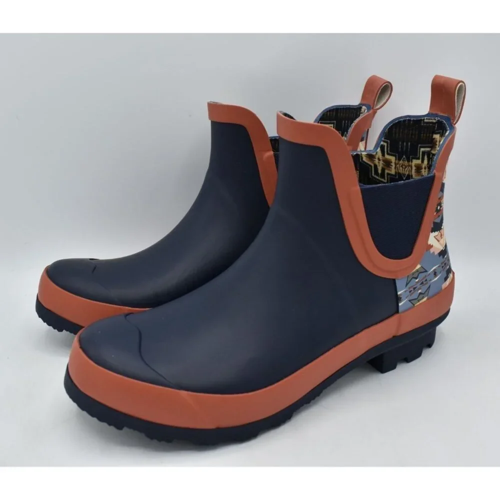 Pendleton Womens Size 7 Sierra Ridge Navy Multi Waterproof Chelsea Rain Boots